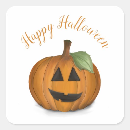 Jack-o'-lantern en Citrouille Patch Carré Sticker (Devant)