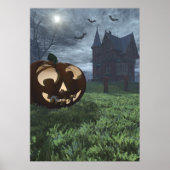 Jack-O-Lantern en Haunted House Halloween Poster (Voorkant)