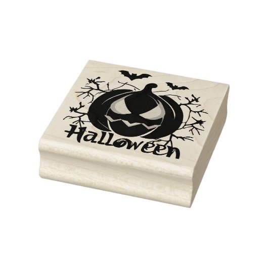 Jack-O-Lantern en vleermuizen Rubberstempel (Stempel)