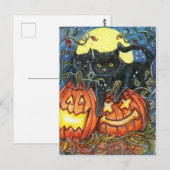 Jack-O'-Lantern en zwarte katten Briefkaart (Voorkant / Achterkant)