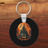 Jack O' Lantern Face Halloween Pumpkin Spooky Sleutelhanger (Voorkant)