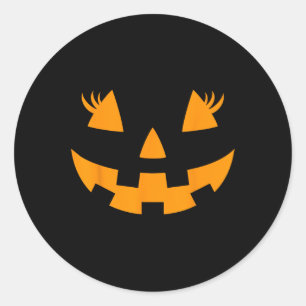 Jack O Lantern Face Pumpkin Eyelashes Hallowen Cos Ronde Sticker