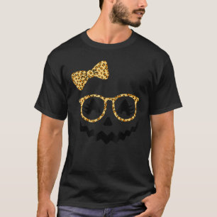 Jack O Lantern Face Pumpkin Halloween Leopard Prin T-shirt