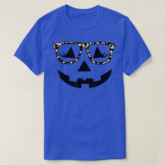 Jack O Lantern Face Pumpkin Hallowen Leopard Print T-shirt (Design voorkant)
