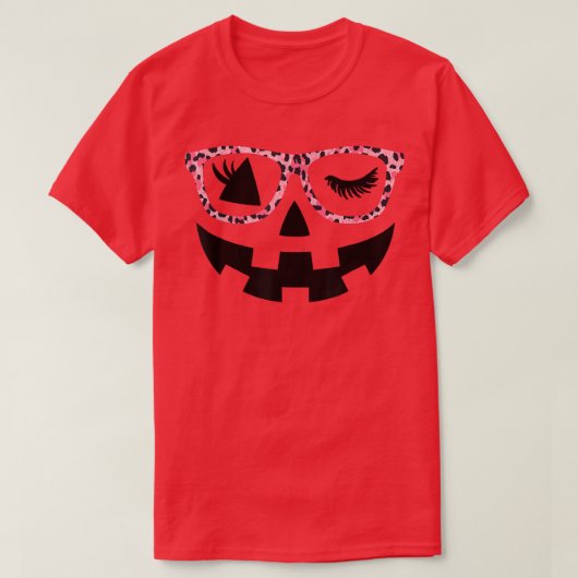 Jack O Lantern Face Pumpkin Hallowen Leopard Print T-shirt (Design voorkant)