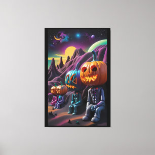 Jack-o-Lantern Familie Rustplaats Canvas Afdruk