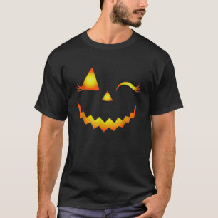 Jack O Lantern Gezicht Pompoen Wimpers Hallowen Co T-shirt