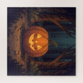 Jack O' Lantern gloeit in het bos Legpuzzel (Horizontaal)