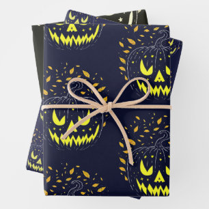 Jack O Lantern Griezelige Pompoen Halloween Zwart Inpakpapier Vel