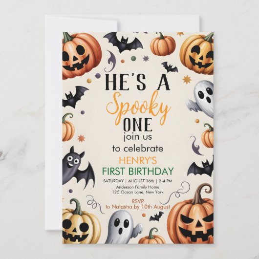 Jack-O-Lantern Halloween Birthday Invitation Custu (Devant)
