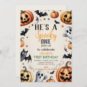 Jack-O-Lantern Halloween Birthday Invitation Custu (Devant / Derrière)