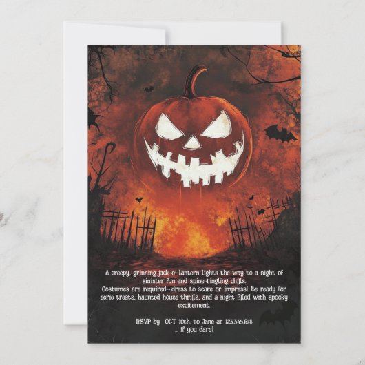 Jack-o'-Lantern HALLOWEEN Haunt! Invitation (Dos)