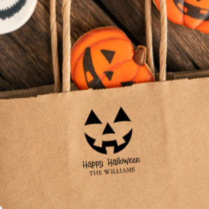 JACK O LANTERN HAPPY HALLOWEEN FAMILIENAAM ZELFINKTENDE STEMPEL