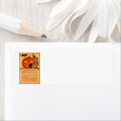Jack O Lantern Heks Zwarte Kat Vleermuis Vintage Etiket (Insitu)