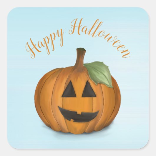 Jack O Lantern in Pumpkin Patch Square Sticker (Voorkant)