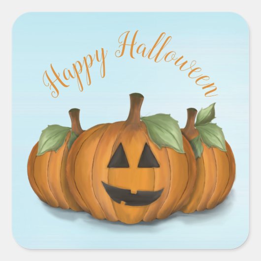Jack O Lantern in Pumpkin Patch Square Sticker (Voorkant)