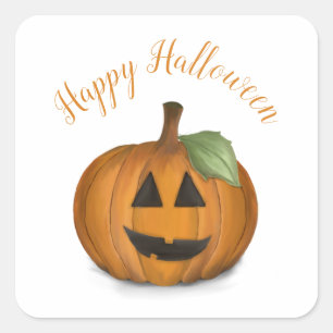 Jack O Lantern in Pumpkin Patch Square Sticker