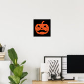 Jack O Lantern Mustache Pumpkin Funny Halloween Poster (Thuiskantoor)