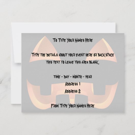 Jack-o-Lantern nodigt Aangepaste Halloween Kaarten (Achterkant)