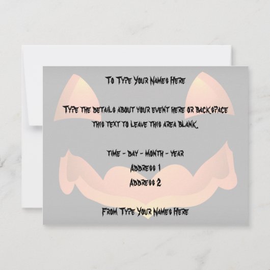 Jack-o-Lantern nodigt Aangepaste Halloween Kaarten (Achterkant)