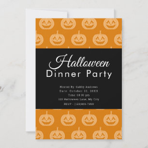 Jack-O' Lantern Patroon Halloween Dinerfeest Kaart
