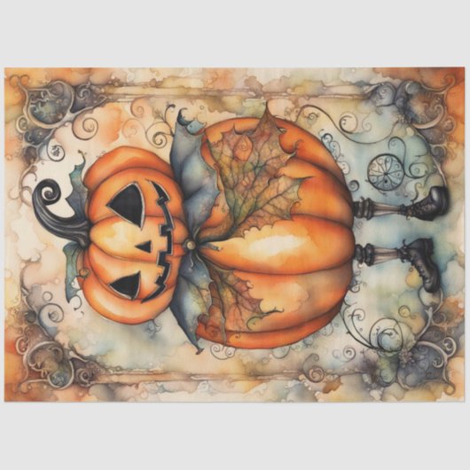 Jack O Lantern Pompoen Decoupage Papier (Voorkant)