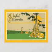 Jack O' Lantern Pompoen Haystack Bat Briefkaart (Voorkant)