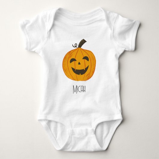 Jack-O-Lantern Pompoen Monogram Naam Romper (Voorkant)