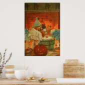 Jack O Lantern Pumpkin Bobbing Apple Black Cat Poster (Keuken)