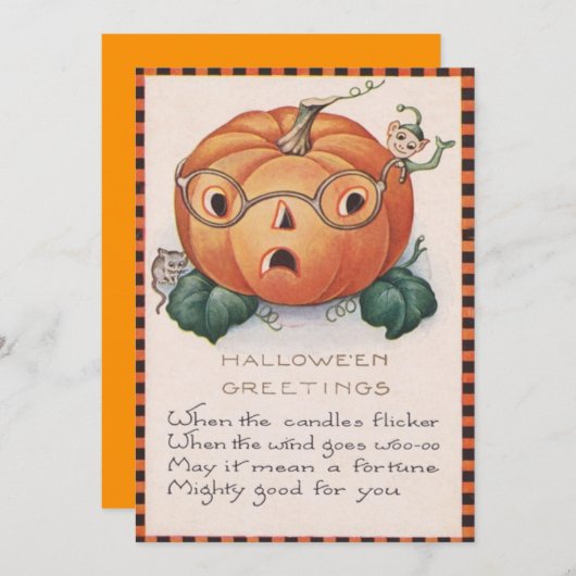 Jack O Lantern Pumpkin Elf Mouse Poem (Voorkant / Achterkant)