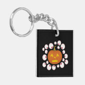 Jack-o-Lantern Pumpkin en oogbollen in het donker Sleutelhanger (Voorkant Links)