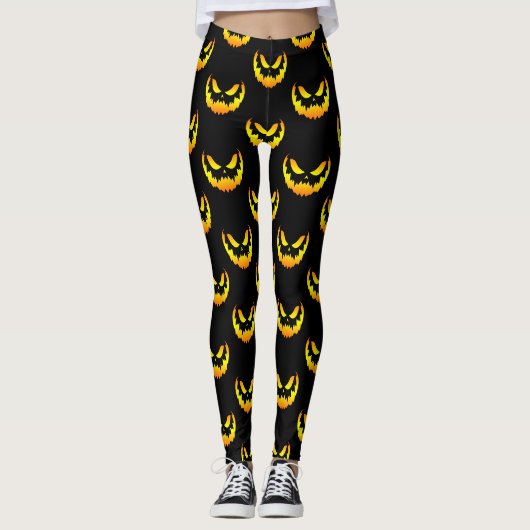 Jack O Lantern Pumpkin Face Gradient Leggings (Voorkant)