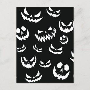 Jack O Lantern Pumpkin Face Zwart en Wit Briefkaart