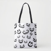 Jack O Lantern Pumpkin Face Zwart en Wit Draagtas (Voorkant)