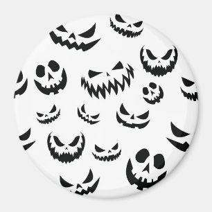 Jack O Lantern Pumpkin Face Zwart en Wit Magneet