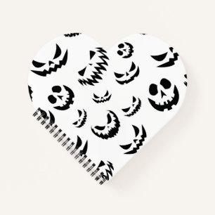 Jack O Lantern Pumpkin Face Zwart en Wit Notitieboek