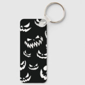 Jack O Lantern Pumpkin Face Zwart en Wit Sleutelhanger (Achterkant)