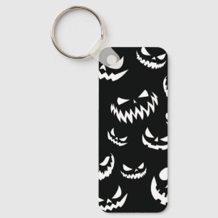 Jack O Lantern Pumpkin Face Zwart en Wit Sleutelhanger