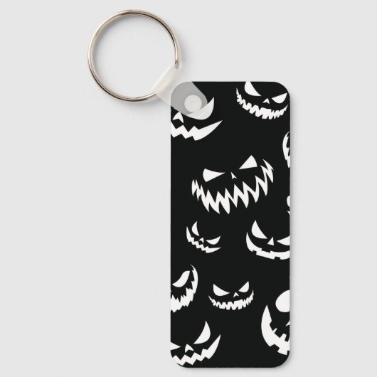 Jack O Lantern Pumpkin Face Zwart en Wit Sleutelhanger (Voorkant)