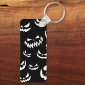 Jack O Lantern Pumpkin Face Zwart en Wit Sleutelhanger (Achterkant)
