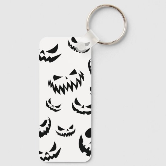 Jack O Lantern Pumpkin Face Zwart en Wit Sleutelhanger (Achterkant)