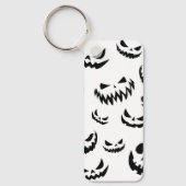 Jack O Lantern Pumpkin Face Zwart en Wit Sleutelhanger (Voorkant)
