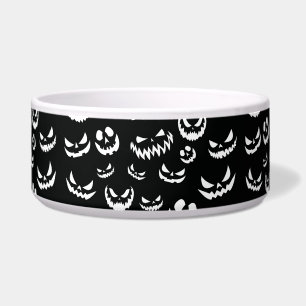 Jack O Lantern Pumpkin Face Zwart en Wit Voerbakje