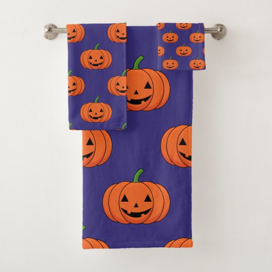 Jack-O'-Lantern Pumpkin Halloween Pattern Bad Handdoek (Insitu)