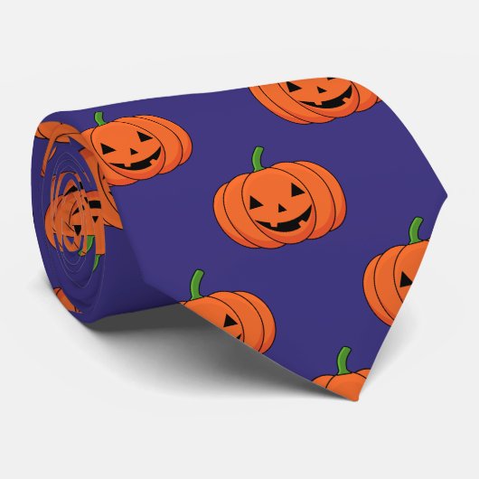 Jack-O'-Lantern Pumpkin Halloween Pattern Stropdas (Opgerold)