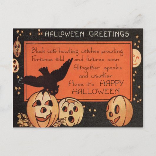 Jack O' Lantern Pumpkin Owl Stars Briefkaart (Voorkant)