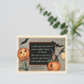 Jack O Lantern Pumpkin Witch Bat Owl Briefkaart (Staand voorkant)