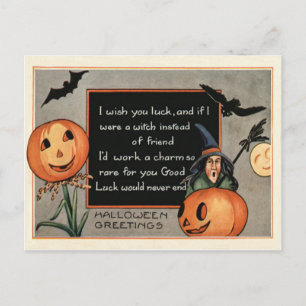 Jack O Lantern Pumpkin Witch Bat Owl Briefkaart