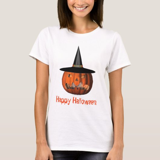 Jack O Lantern Pumpkin Witch Pet Halloween T-shirt (Voorkant)