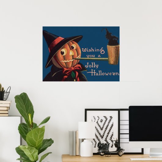 Jack O' Lantern Pumpkin Witch Pipe Poster (Thuiskantoor)